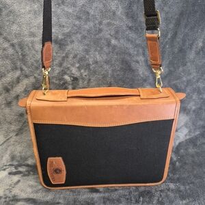 Day-Timer  Vintage Tan Leather Case Planner 7 Ring Agenda Planner Zip Around